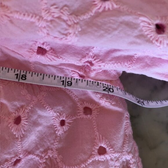 CROWN & IVY Pink Eyelet Tiered Baby Doll 3/4 Sleeve Dress Medium - Picture 16 of 16